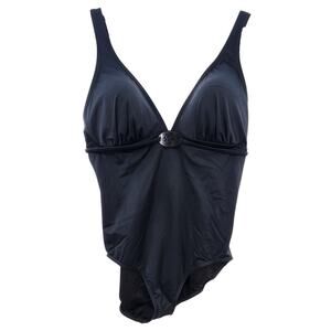 New NWOT Lands End 1 Piece Slimming Tummy Control Swimsuit Size 16 Black